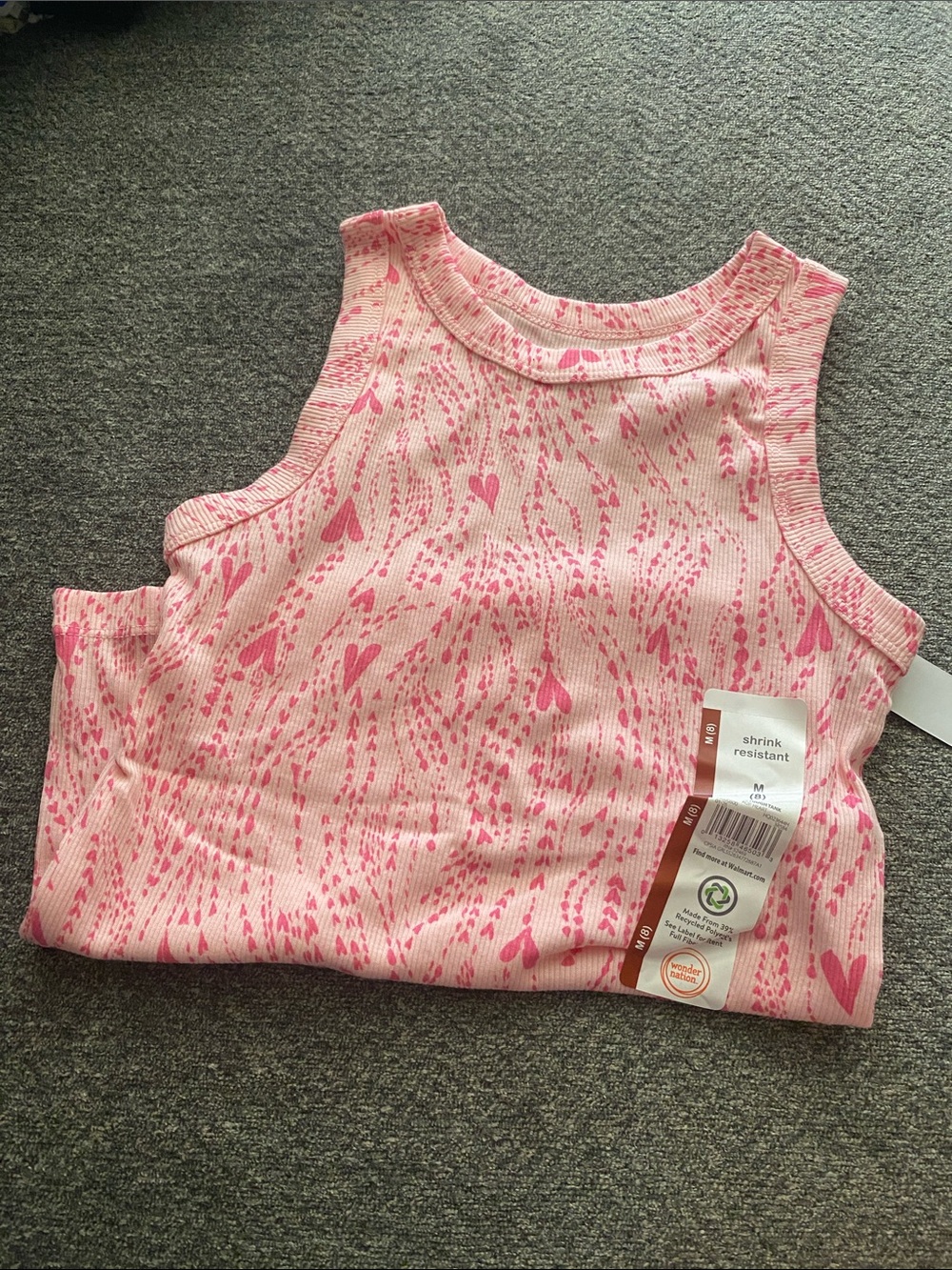 wonder nation Light Pink Tank Top with Hot Pink Heart Print